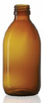 Afbeelding van 250 ml siroopfles, amber, type 3 geblazen glas