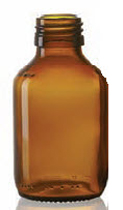 Afbeelding van 250 ml siroopfles, amber, type 2 geblazen glas